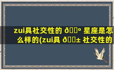 zui
具社交性的 🌺 星座是怎么样的(zui
具 🐱 社交性的星座是怎么样的人)
